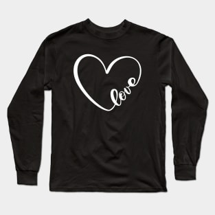 WHITE Heart Shape. Long Sleeve T-Shirt